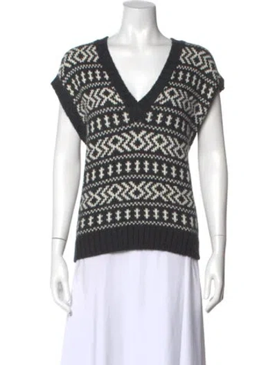 Pre-owned The Great Printed V-neck Sweater In Multi