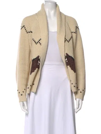 Pre-owned The Great Printed V-neck Sweater In Neutral