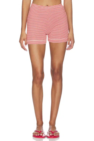 The Great Relay Pull On Short In Pimento Stripe In Pink