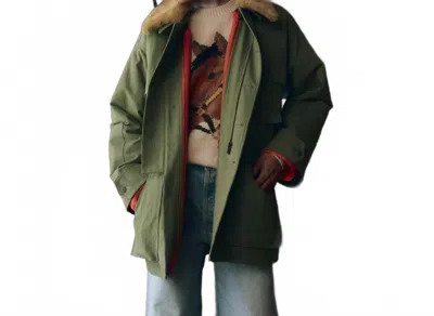 The Great Reversible Quilted Liner Parka In Army In Green