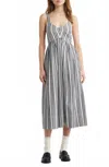 The Great . The Reyes Stripe Cotton Midi Sundress In Gray