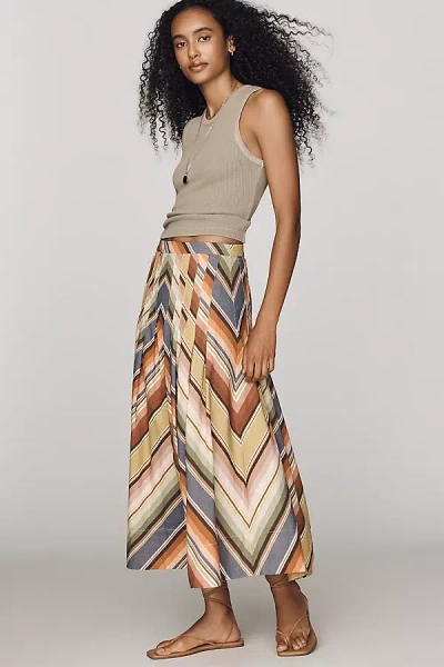 The Great Rhythm Cotton Midi Skirt In Multicolor