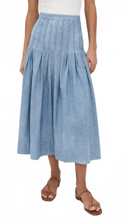 The Great Rhythm Midi Skirt In Boiler Wash In Blue