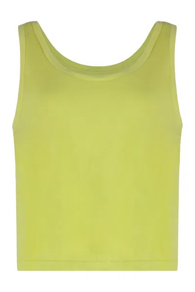The Great Ribbed Cotton Tank Top In Green