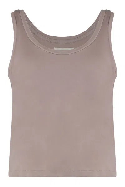 The Great Ribbed Cotton Tank Top In Purple