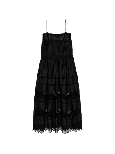 The Great Rosette Crochet-trim Midi Dress In Black
