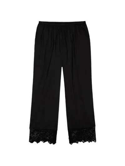 The Great Rosette Crochet-trim Trousers In Black
