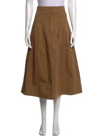 Pre-owned The Great Ruffle Embellishment Midi Length Skirt In Brown