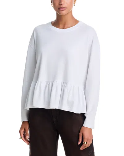 The Great Ruffle Long Sleeve Cotton Tee In White