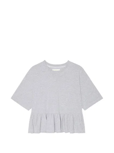 The Great Ruffled Peplum T-shirt In Gray
