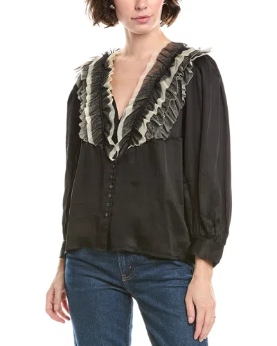 The Great Ruffled Tuxedo Top In Black