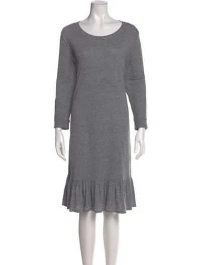 Pre-owned The Great Scoop Neck Knee-length Dress In Gray