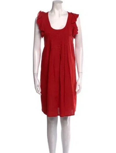Pre-owned The Great Scoop Neck Knee-length Dress In Red