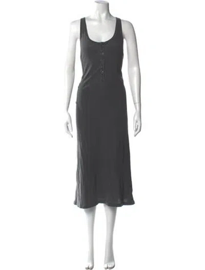 Pre-owned The Great Scoop Neck Long Dress In Gray