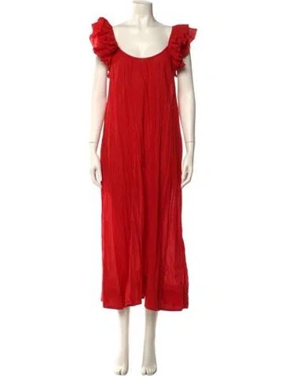 Pre-owned The Great Scoop Neck Long Dress In Red