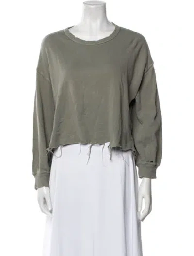 Pre-owned The Great Scoop Neck Long Sleeve Sweatshirt In Green