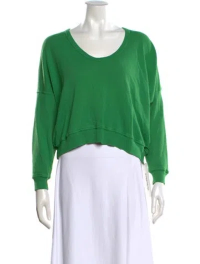 Pre-owned The Great Scoop Neck Long Sleeve Sweatshirt In Green