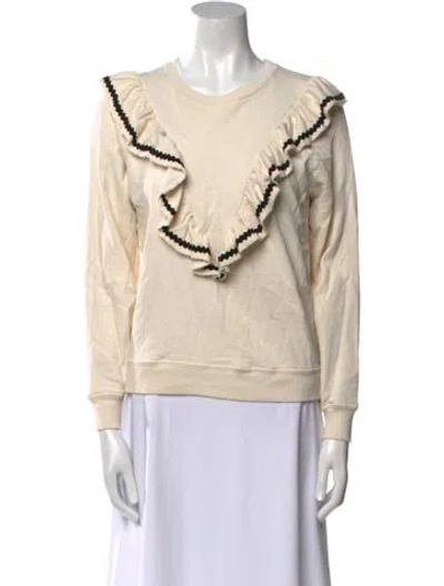Pre-owned The Great Scoop Neck Long Sleeve Sweatshirt In White