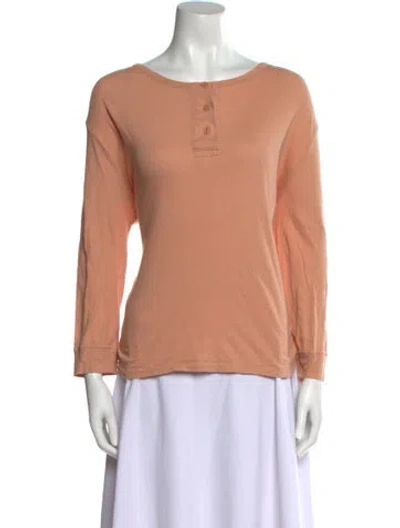 Pre-owned The Great Scoop Neck Long Sleeve Top In Orange