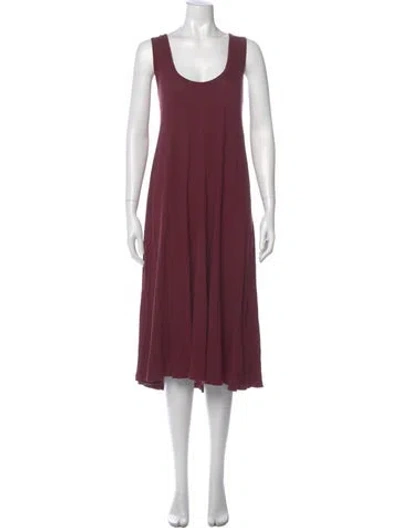 Pre-owned The Great Scoop Neck Midi Length Dress In Burgundy
