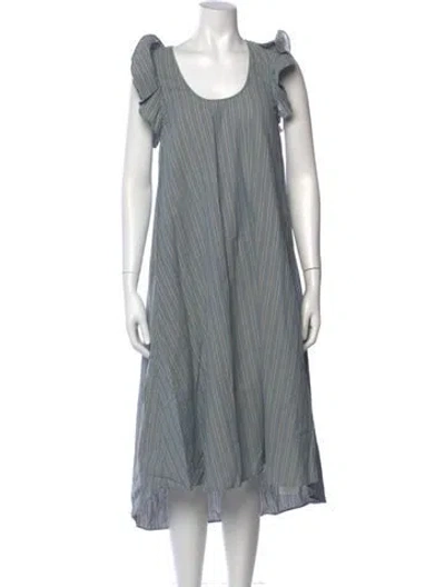 Pre-owned The Great Scoop Neck Midi Length Dress In Gray