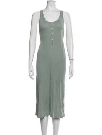 Pre-owned The Great Scoop Neck Midi Length Dress In Green