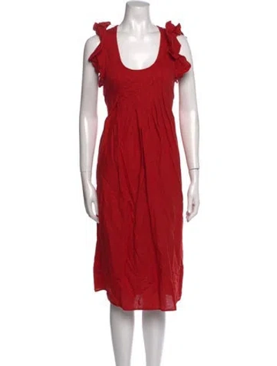 Pre-owned The Great Scoop Neck Midi Length Dress In Red