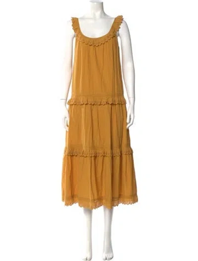 Pre-owned The Great Scoop Neck Midi Length Dress W/ Tags In Yellow