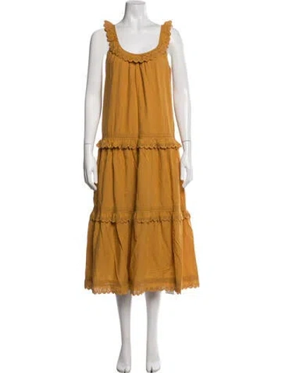 Pre-owned The Great Scoop Neck Midi Length Dress In Yellow