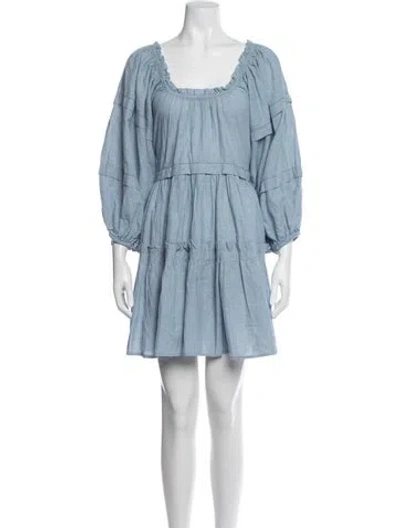 Pre-owned The Great Scoop Neck Mini Dress W/ Tags In Blue