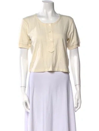 Pre-owned The Great Scoop Neck Short Sleeve Crop Top In Neutral