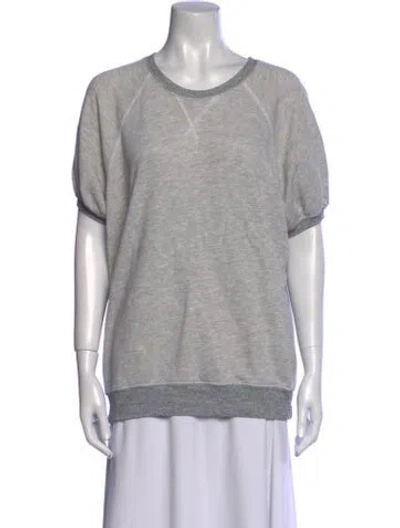 Pre-owned The Great Scoop Neck Short Sleeve Sweatshirt In Gray