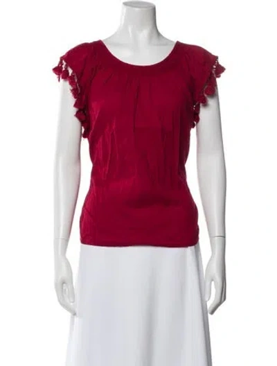 Pre-owned The Great Scoop Neck Short Sleeve Top In Red