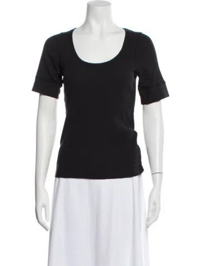 Pre-owned The Great Scoop Neck Short Sleeve T-shirt In Black