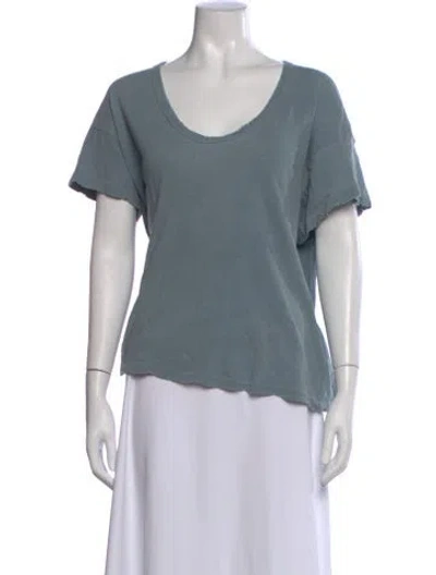 Pre-owned The Great Scoop Neck Short Sleeve T-shirt In Blue