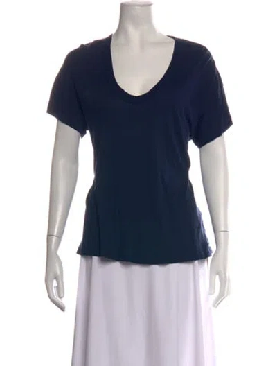 Pre-owned The Great Scoop Neck Short Sleeve T-shirt In Blue