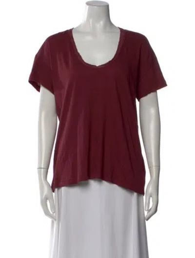 Pre-owned The Great Scoop Neck Short Sleeve T-shirt In Burgundy