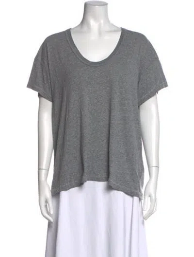Pre-owned The Great Scoop Neck Short Sleeve T-shirt In Grey
