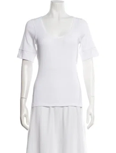 Pre-owned The Great Scoop Neck Short Sleeve T-shirt In White