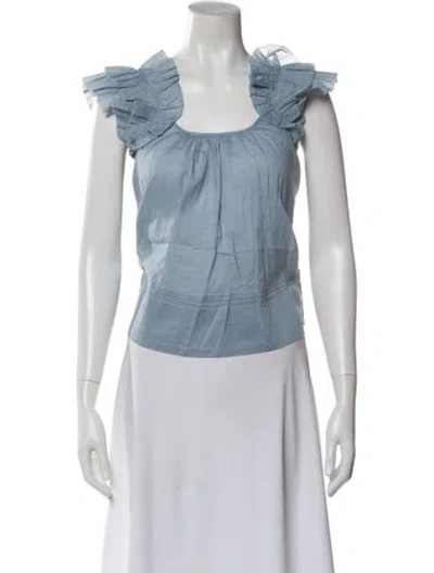 Pre-owned The Great Scoop Neck Sleeveless Blouse In Blue
