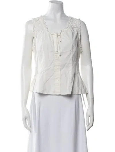 Pre-owned The Great Scoop Neck Sleeveless Blouse In White