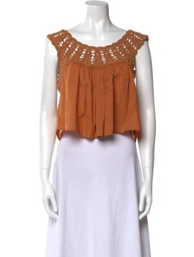 Pre-owned The Great Scoop Neck Sleeveless Crop Top In Orange