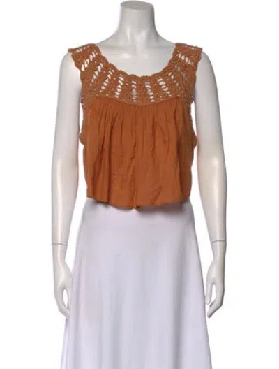 Pre-owned The Great Scoop Neck Sleeveless Crop Top In Orange