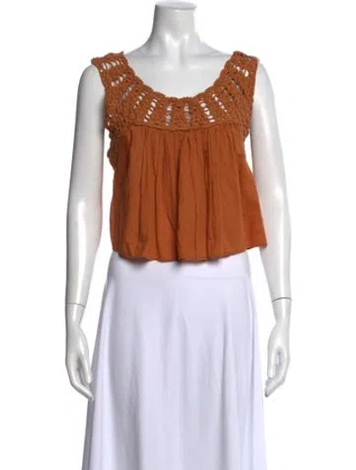 Pre-owned The Great Scoop Neck Sleeveless Crop Top In Orange