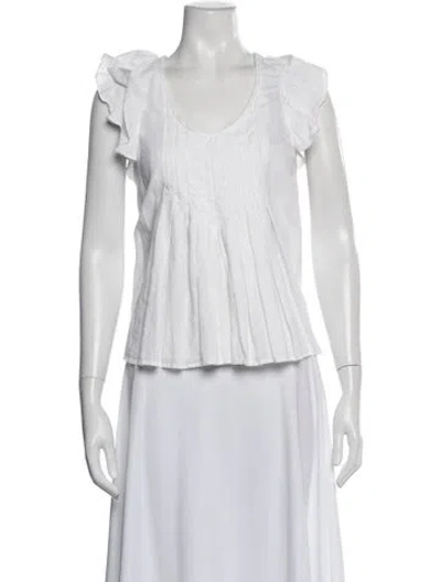 Pre-owned The Great Scoop Neck Sleeveless Top In White