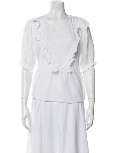Pre-owned The Great Scoop Neck Three-quarter Sleeve Blouse In White