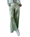 The Great The Sculpted Metallic Trouser Pants In Starlight In Green