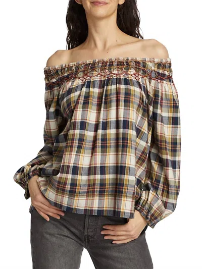 The Great Sea Glass Top In Country Plaid In Brown
