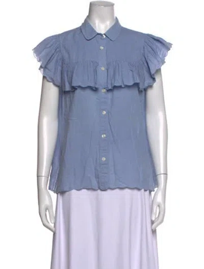 Pre-owned The Great Short Sleeve Blouse In Blue