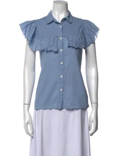 Pre-owned The Great Short Sleeve Blouse In Blue